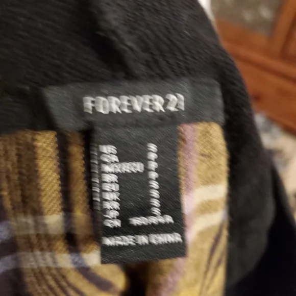 Forever 21 Plaid Hooded Shirt - Black and Brown - Picture 4 of 5